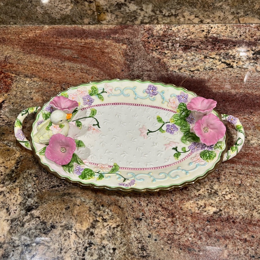 Avon 2001 Springtime Floral Bird Platter